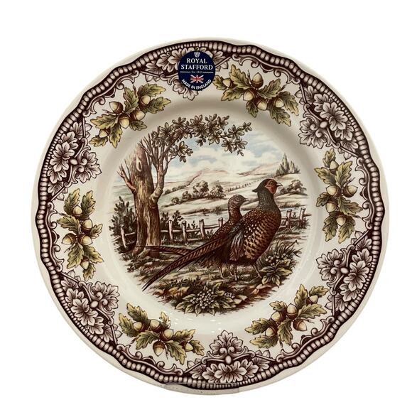 Royal Stafford Thanksgiving Pheasant Porcelain Dinner Plate 11in Set of 3 NEW - Picture 1 of 10